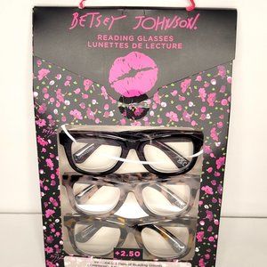 3 Pair - Betsey Johnson Reading Glasses +2.50 Strength